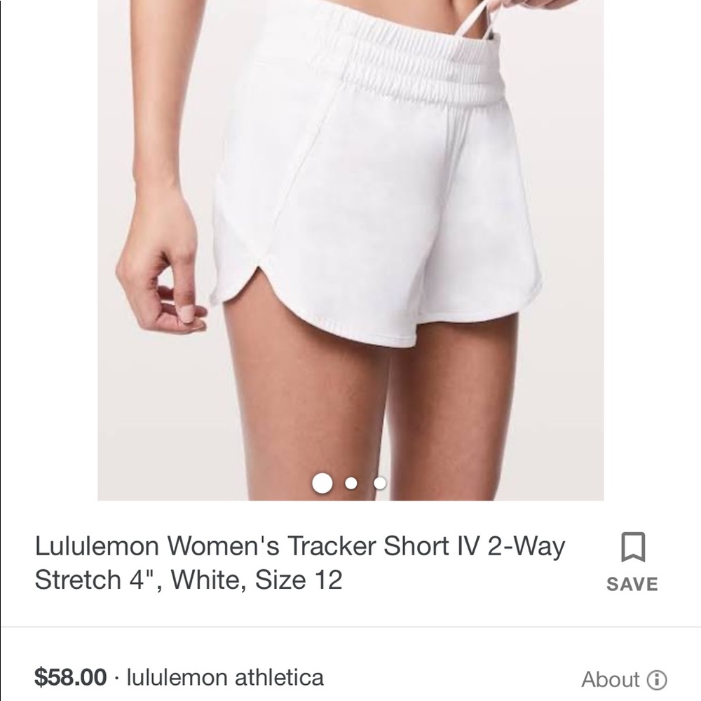 White Lululemon Women’s Tracker Shorts